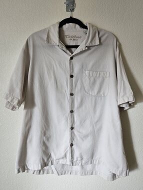 Caribbean Casual Short-Sleeve Button-Down Shirt in Light Cream